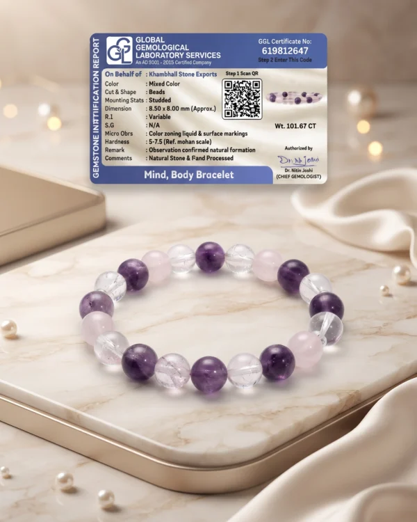Mind Body Natural Gemstone Beaded Bracelet