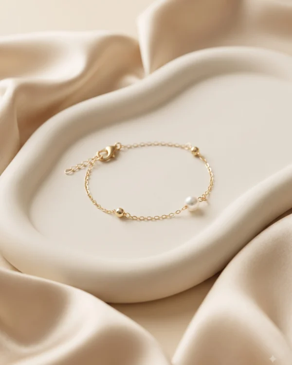 Gold-Tone Pearl Accent Chain Bracelet