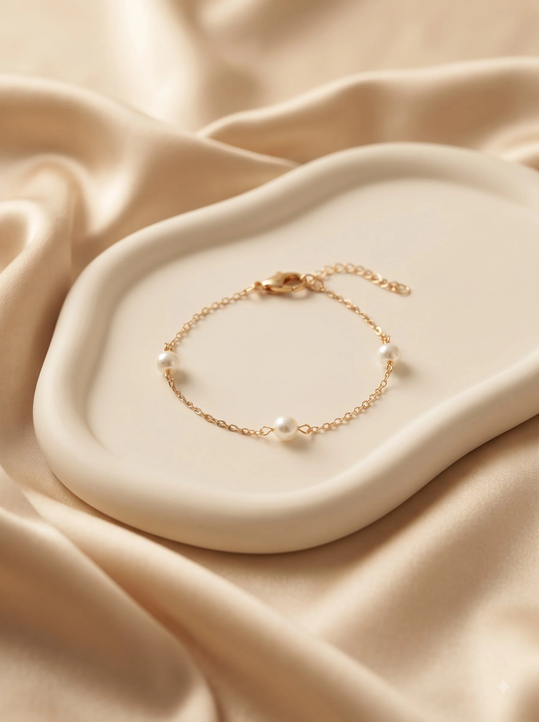 Rose Gold Pearl Charm Chain Bracelet - Image 5
