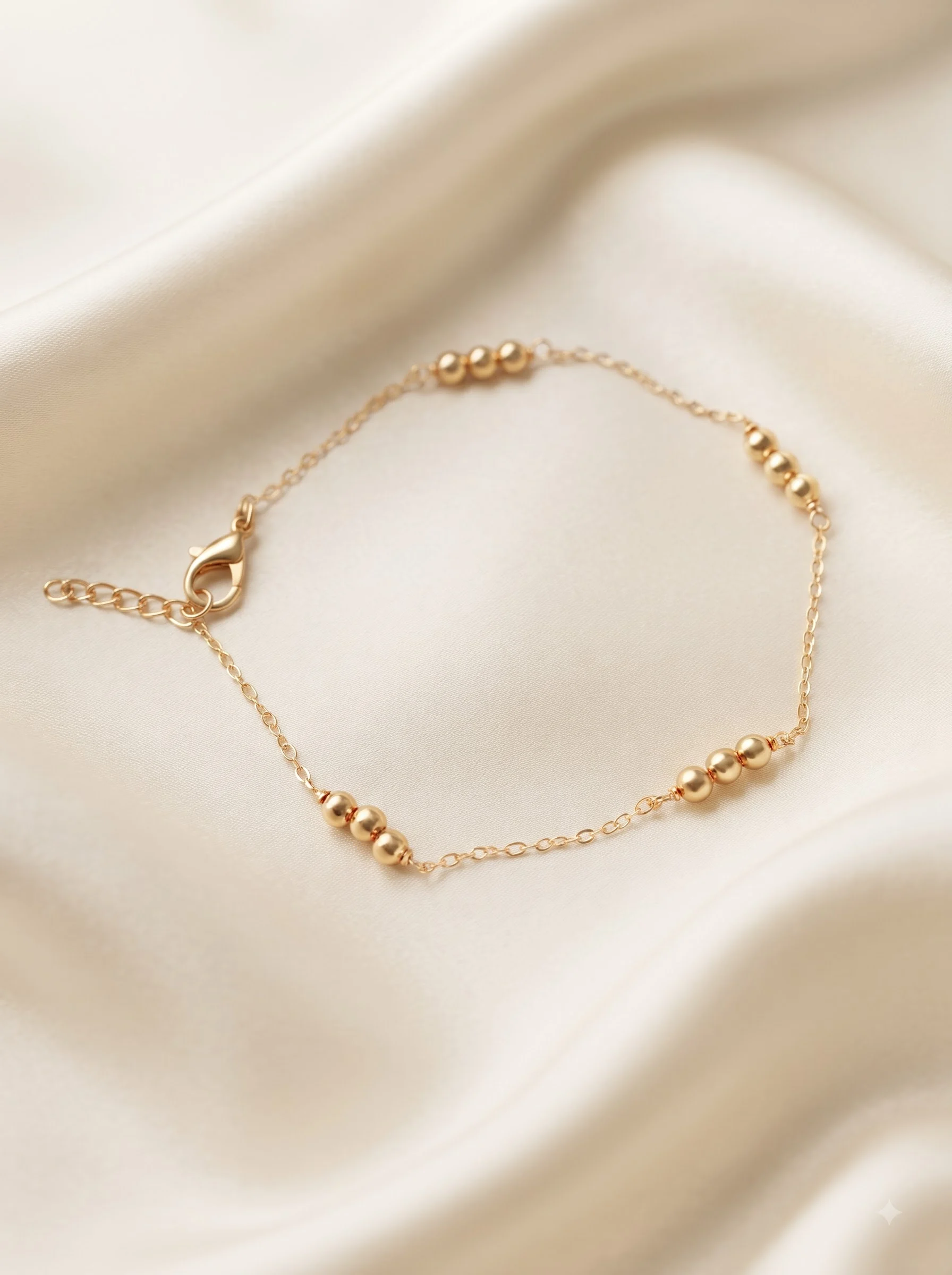Gold-Tone Beaded Adjustable Chain Bracelet - Image 5