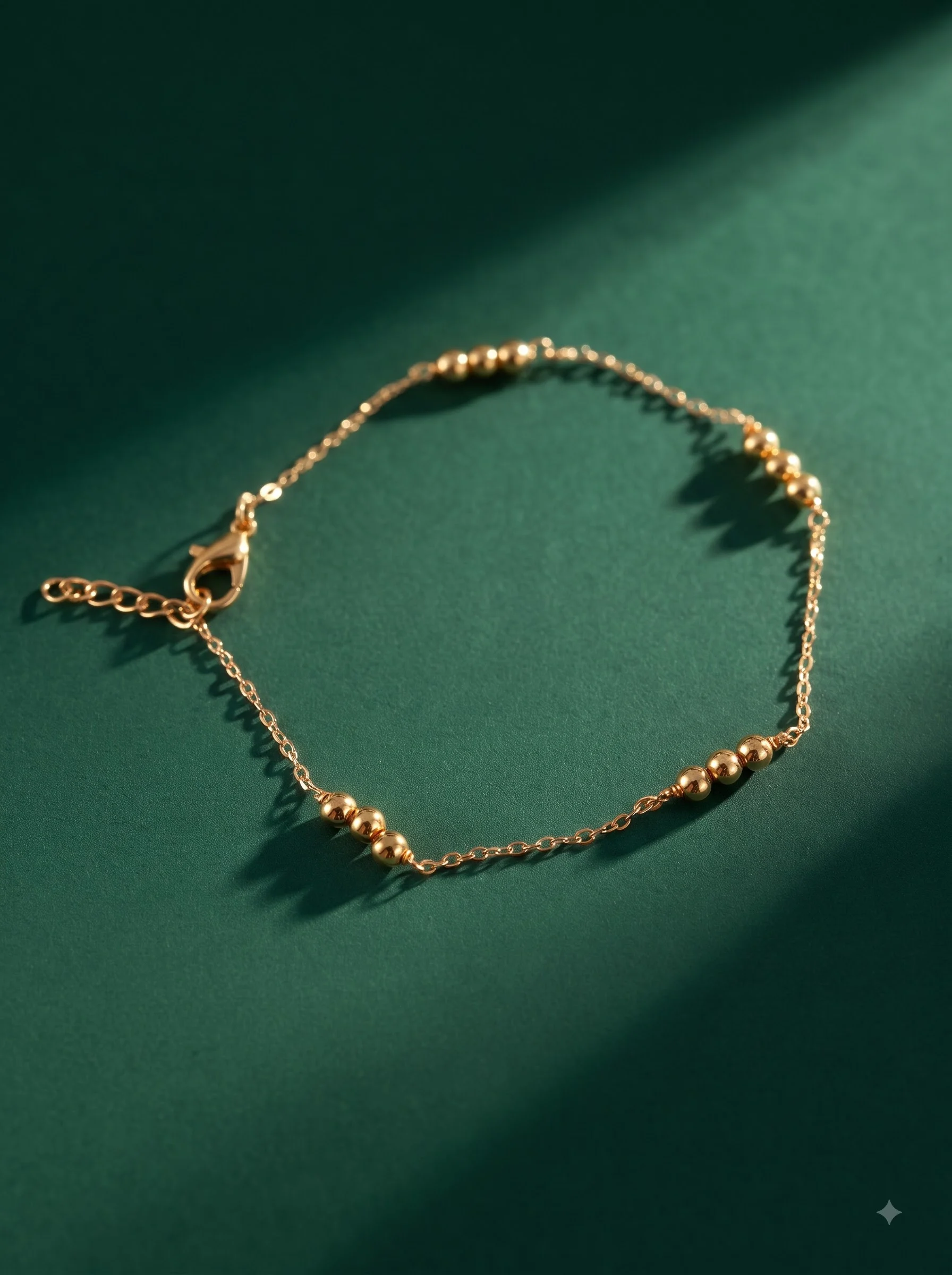Gold-Tone Beaded Adjustable Chain Bracelet - Image 4