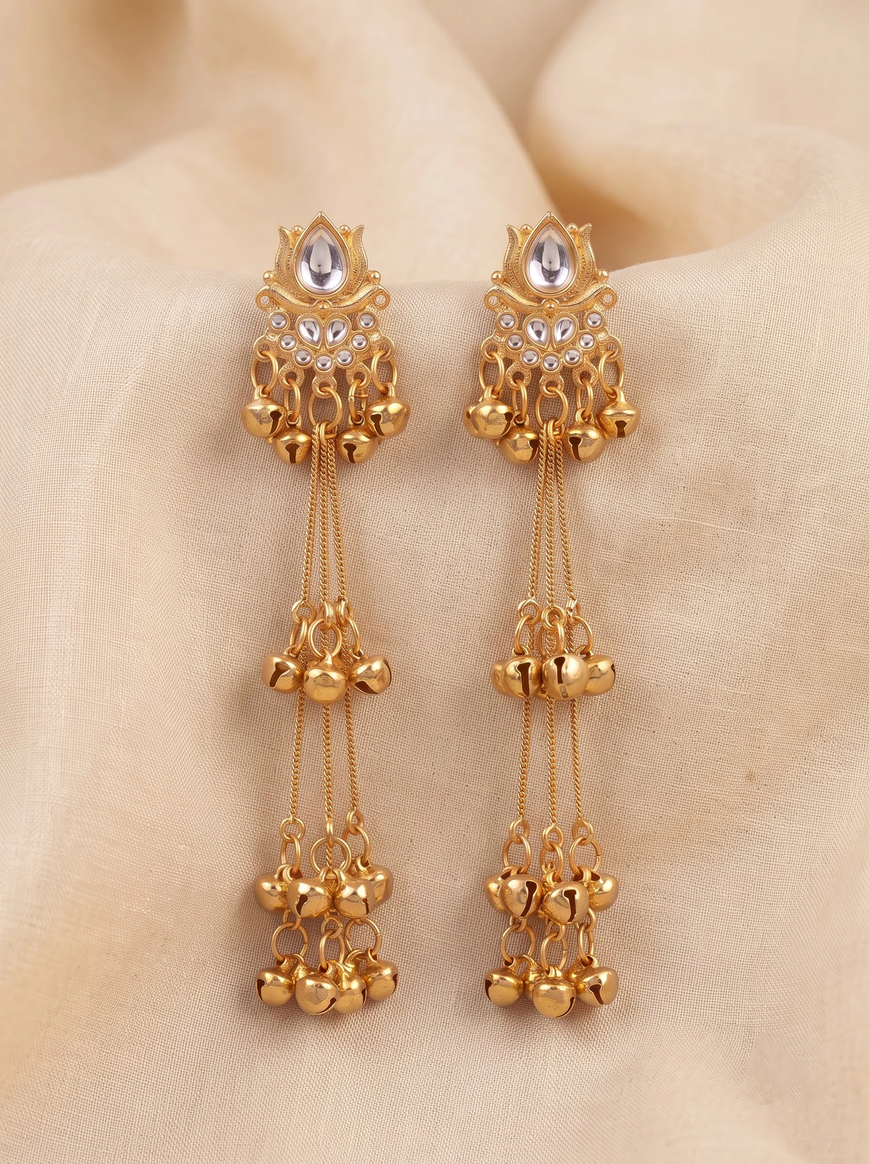 Kundan Royale Layered Tassel Earrings