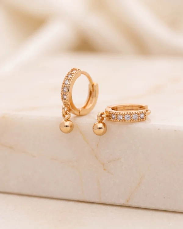 Rose Gold Ball Charm Earrings