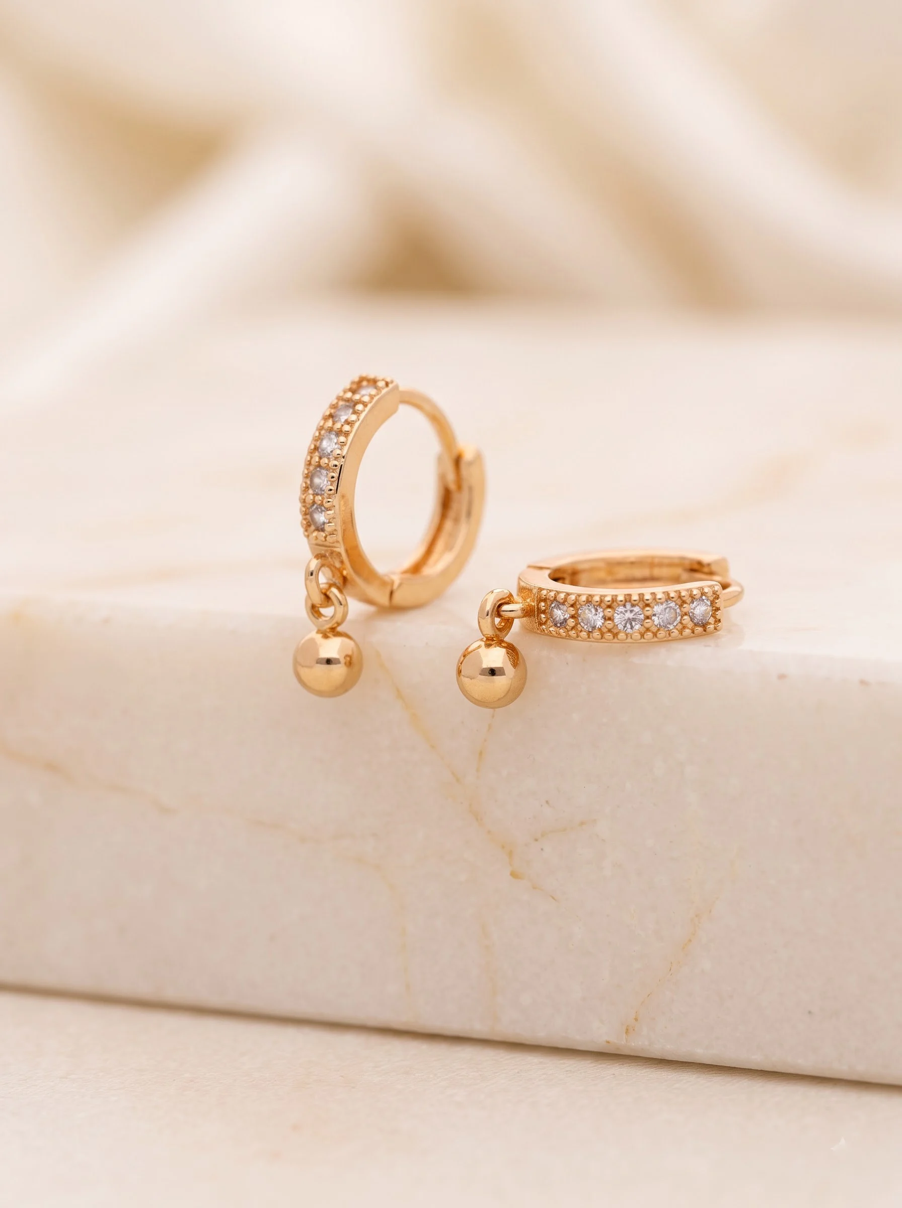 Rose Gold Ball Charm Earrings