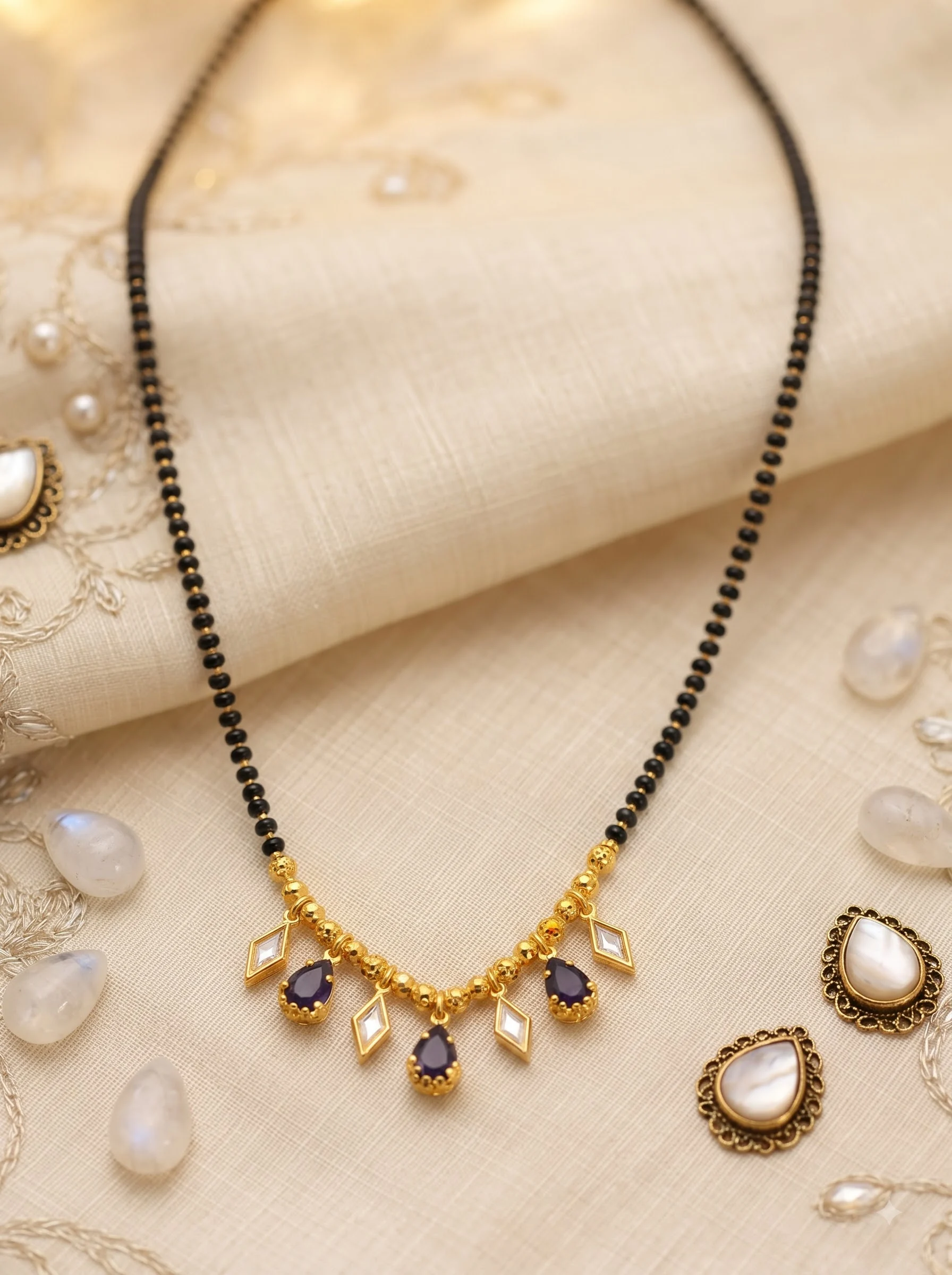 Elysian Blue Gemstone & Gold Mangalsutra - Image 2