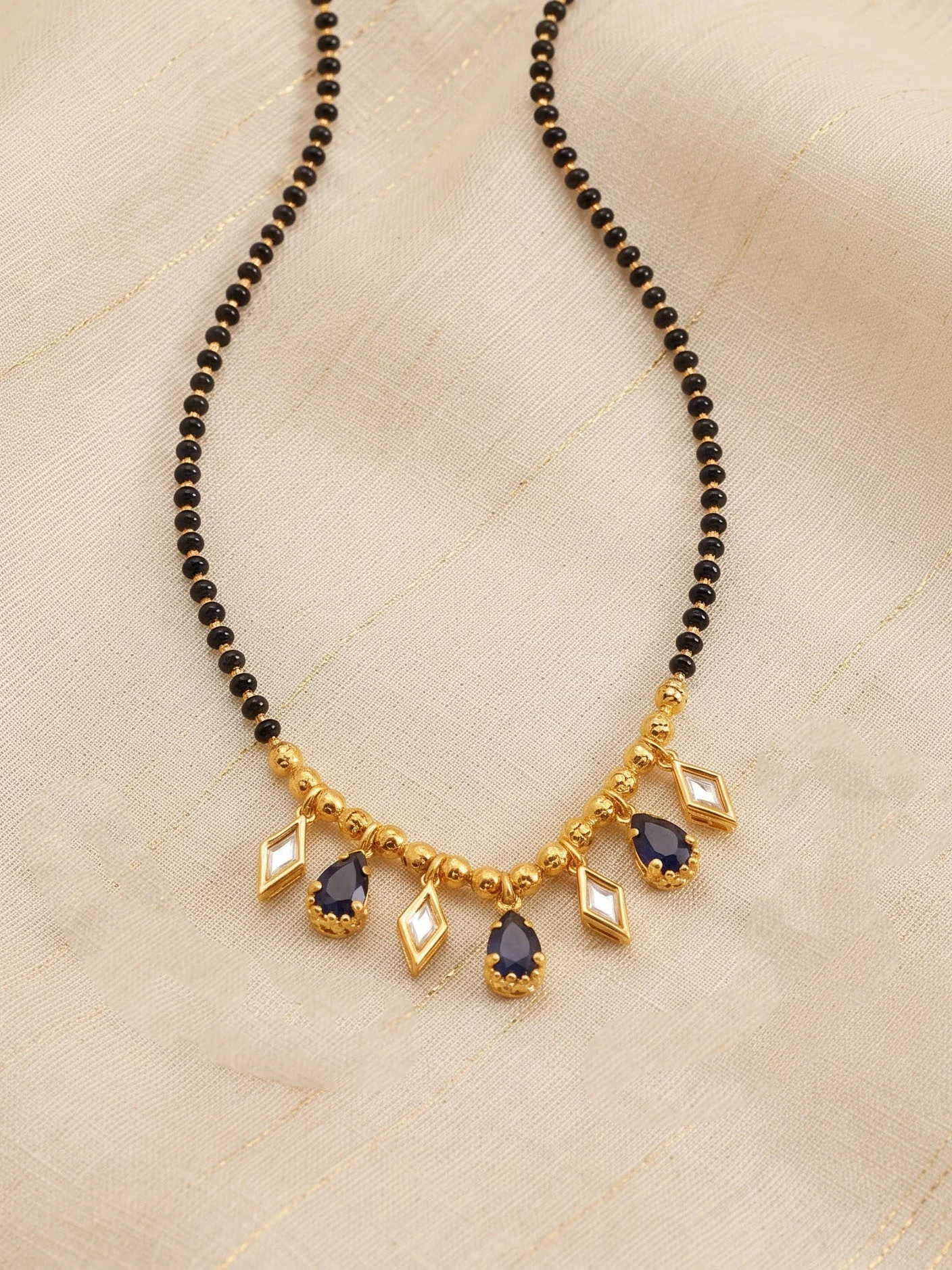 Elysian Blue Gemstone & Gold Mangalsutra - Image 3