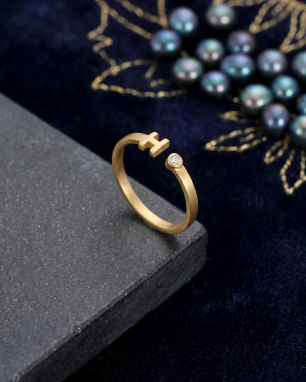 Golden Initial H Ring