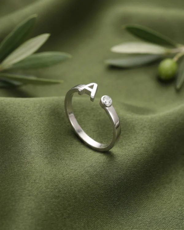 Silver Initial A Ring