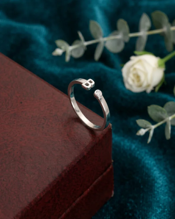 Silver Initial B Ring