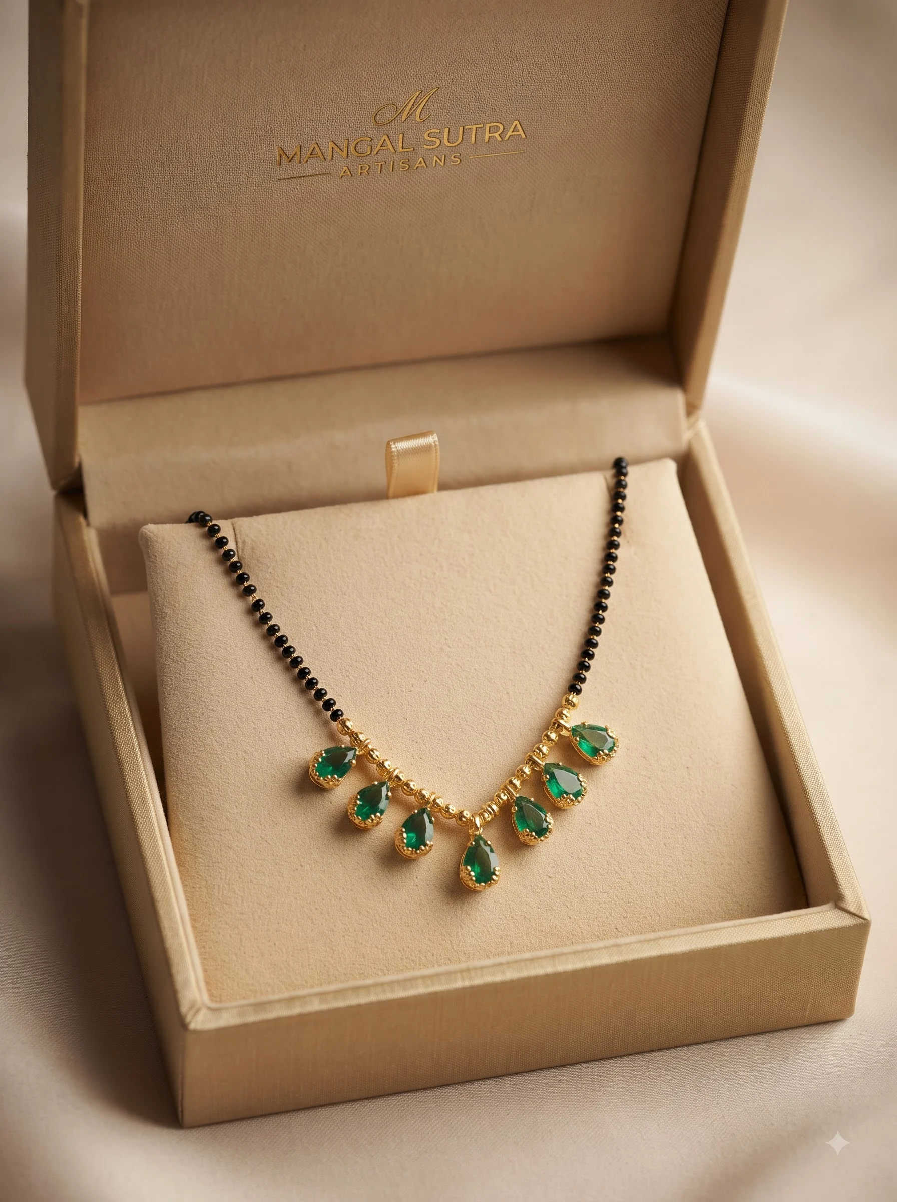 Radiant Sea Green Crystal Mangalsutra