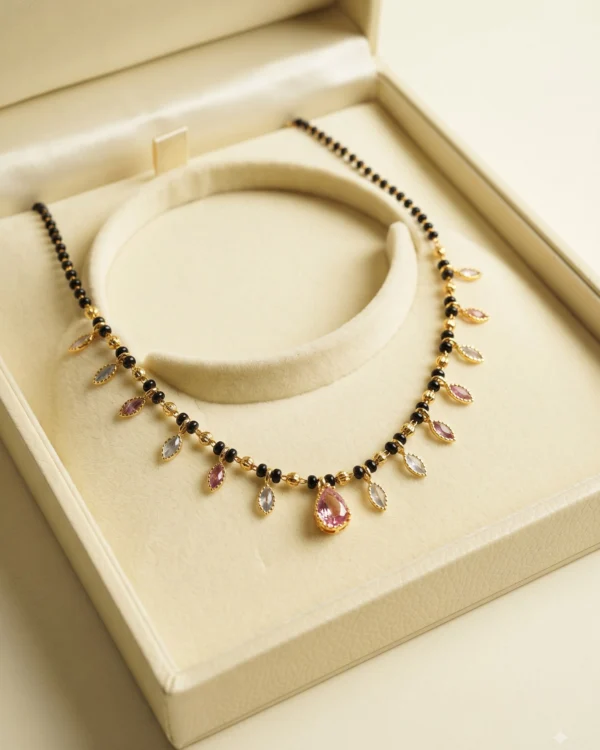 Pink Crystal Drop Mangalsutra