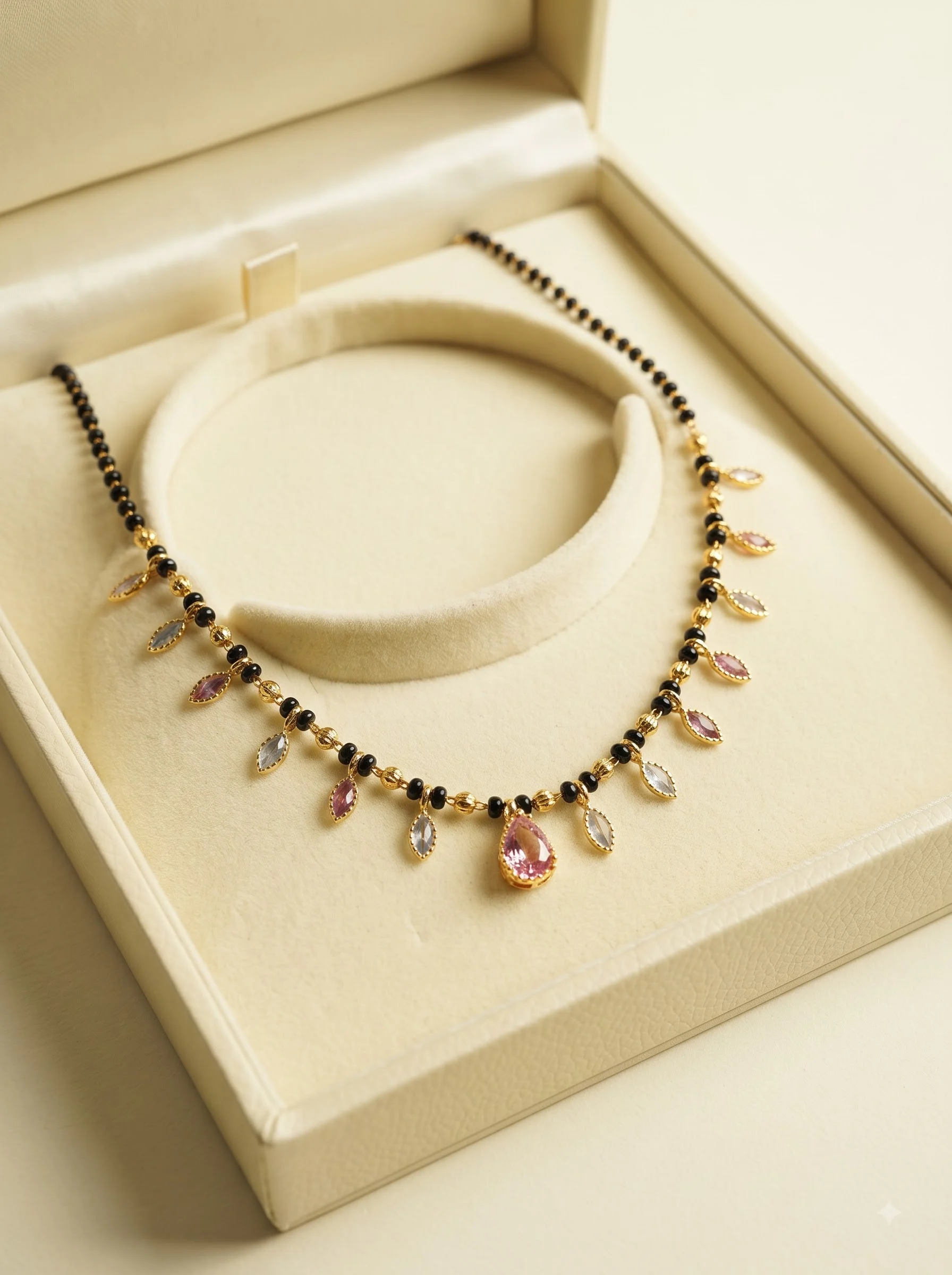 Pink Crystal Drop Mangalsutra