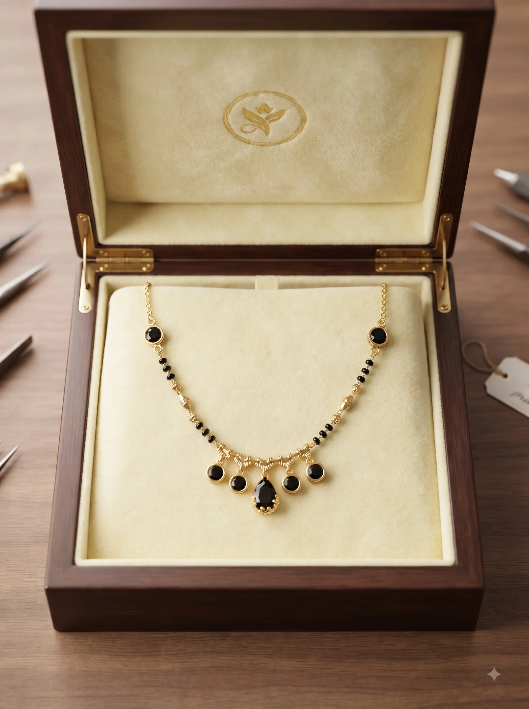 Ethnic Black Bead Mangalsutra Necklace - Image 2