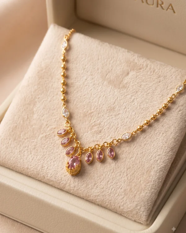 Elegant Pink Gem Necklace