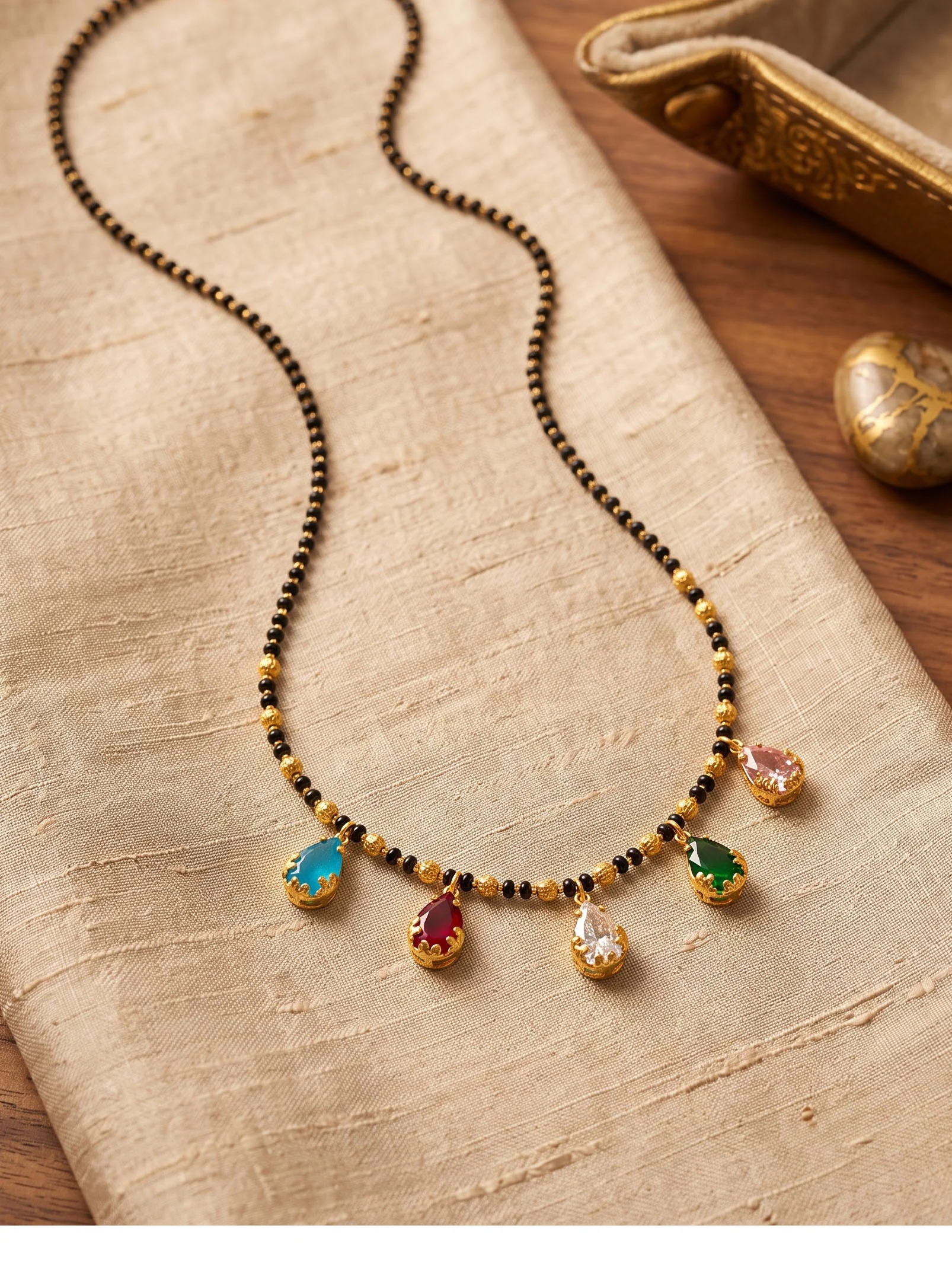 Rainbow Charm Black Bead Mangalsutra - Image 3