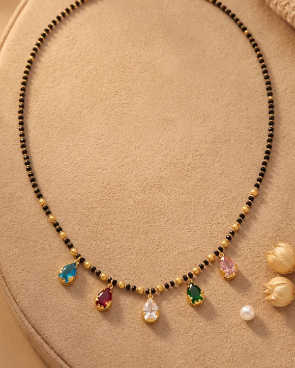 Rainbow Charm Black Bead Mangalsutra