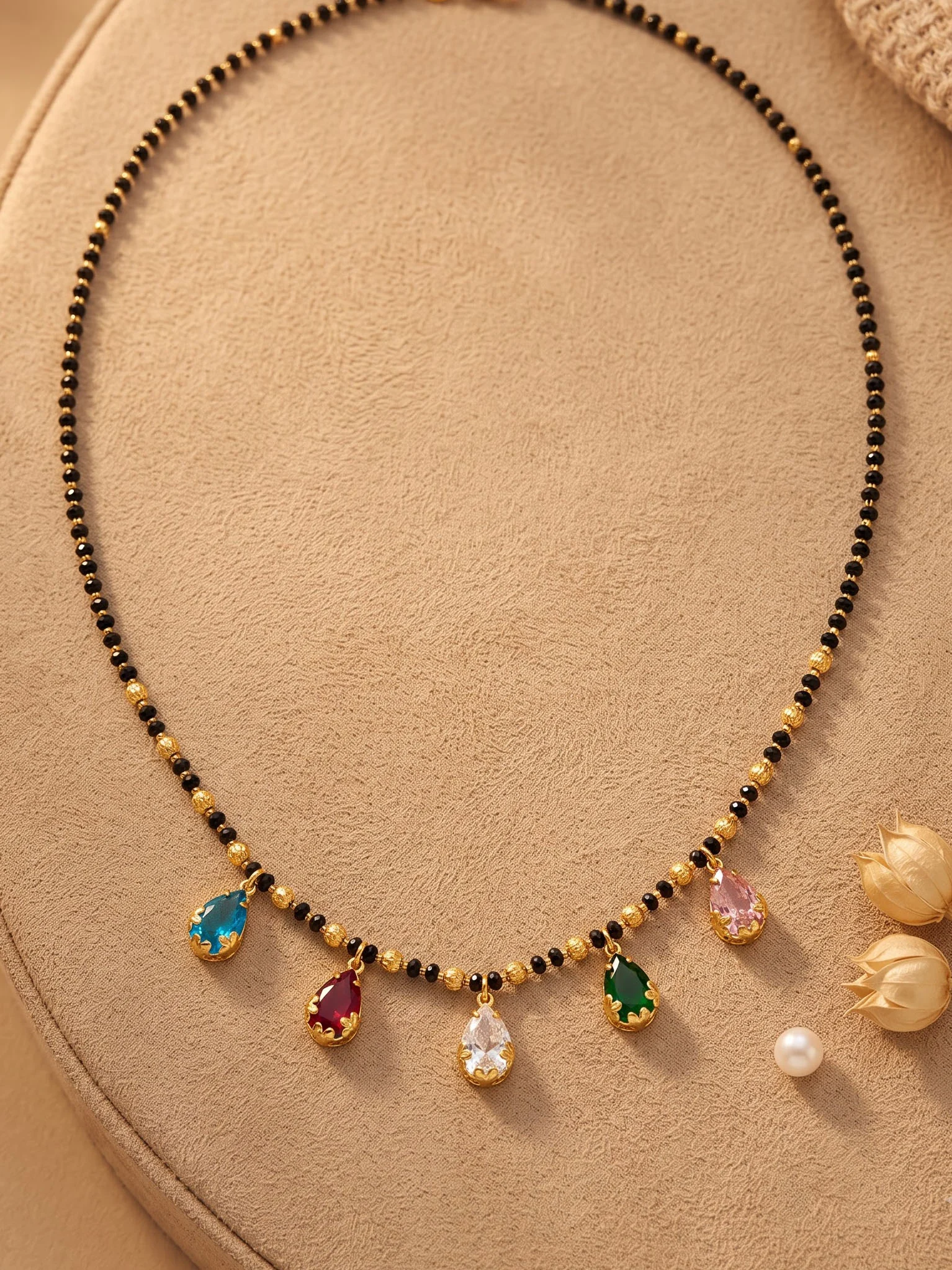 Rainbow Charm Black Bead Mangalsutra