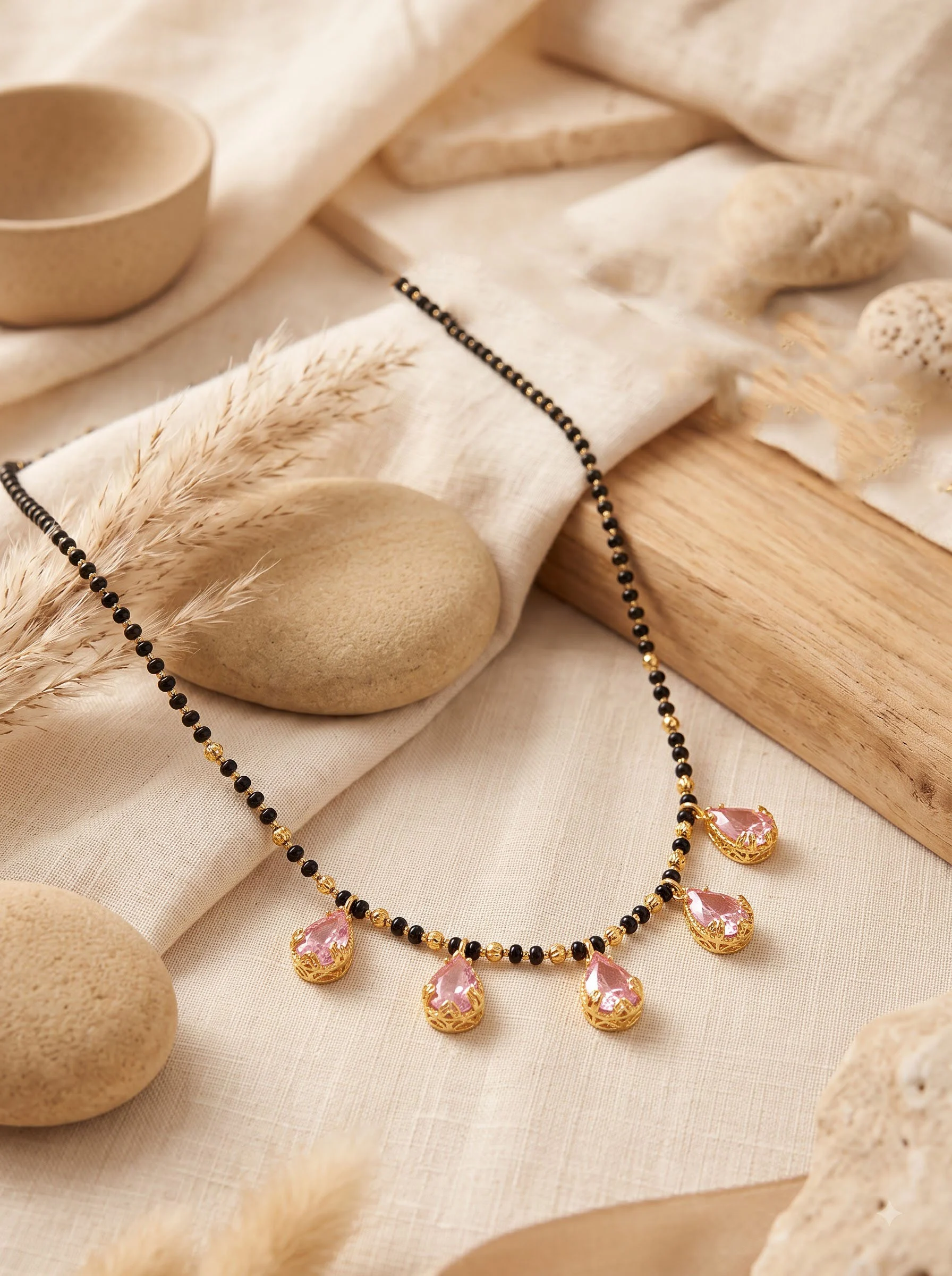 Sparkling Pink Drop Mangalsutra - Image 3