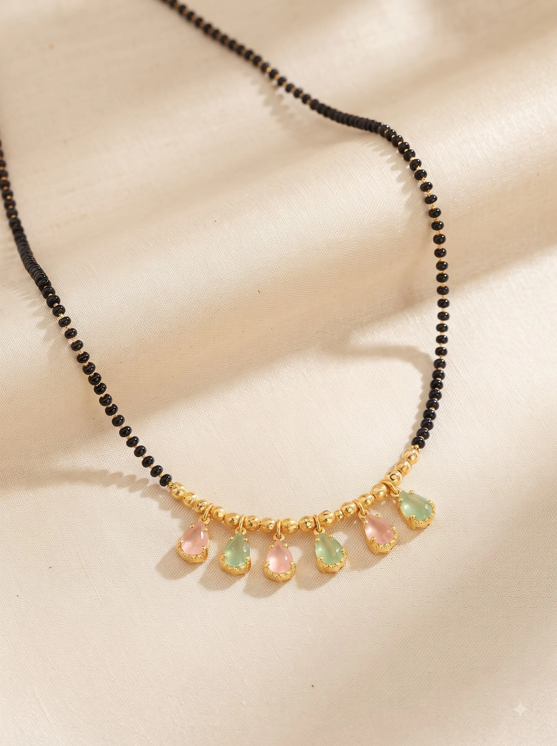 Heritage Sea Green Pink Mangalsutra - Image 2