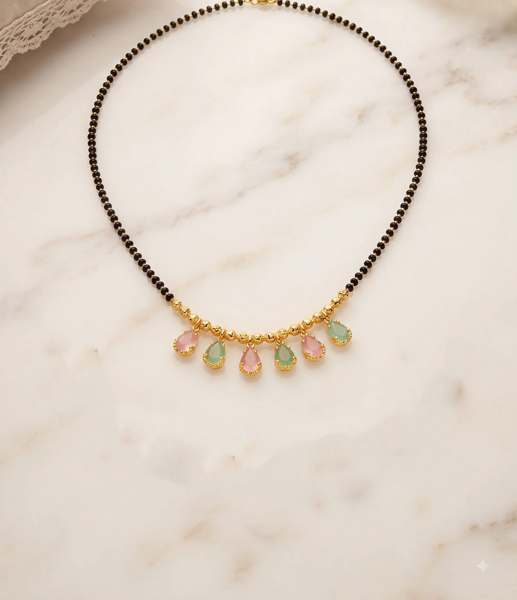 Heritage Sea Green Pink Mangalsutra - Image 3