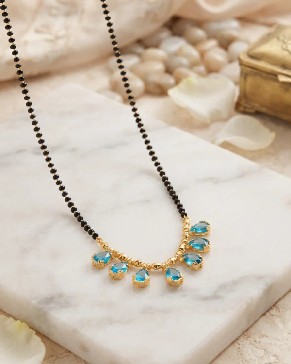 Shimmer Sky Blue Crystal Mangalsutra