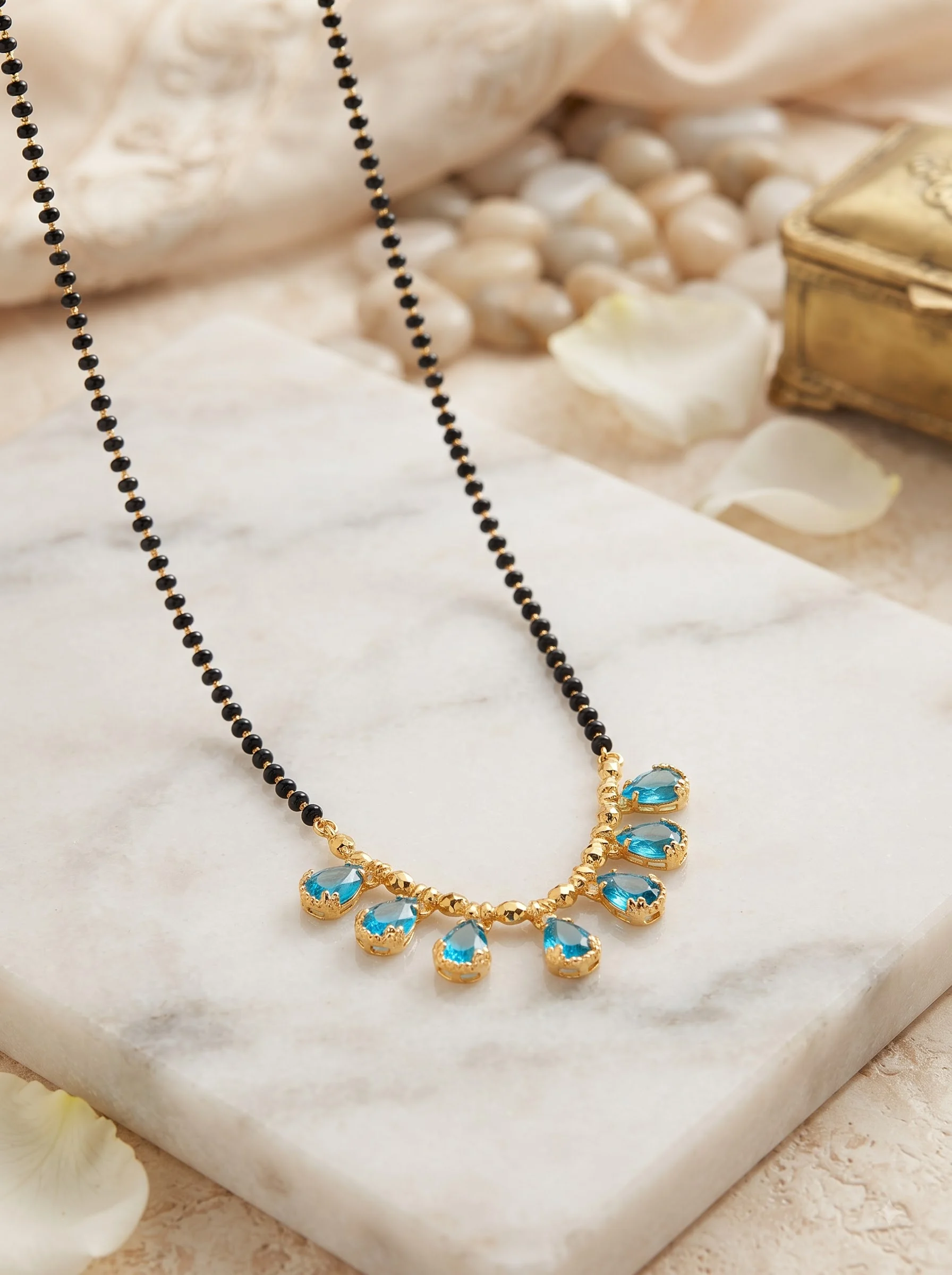 Shimmer Sky Blue Crystal Mangalsutra