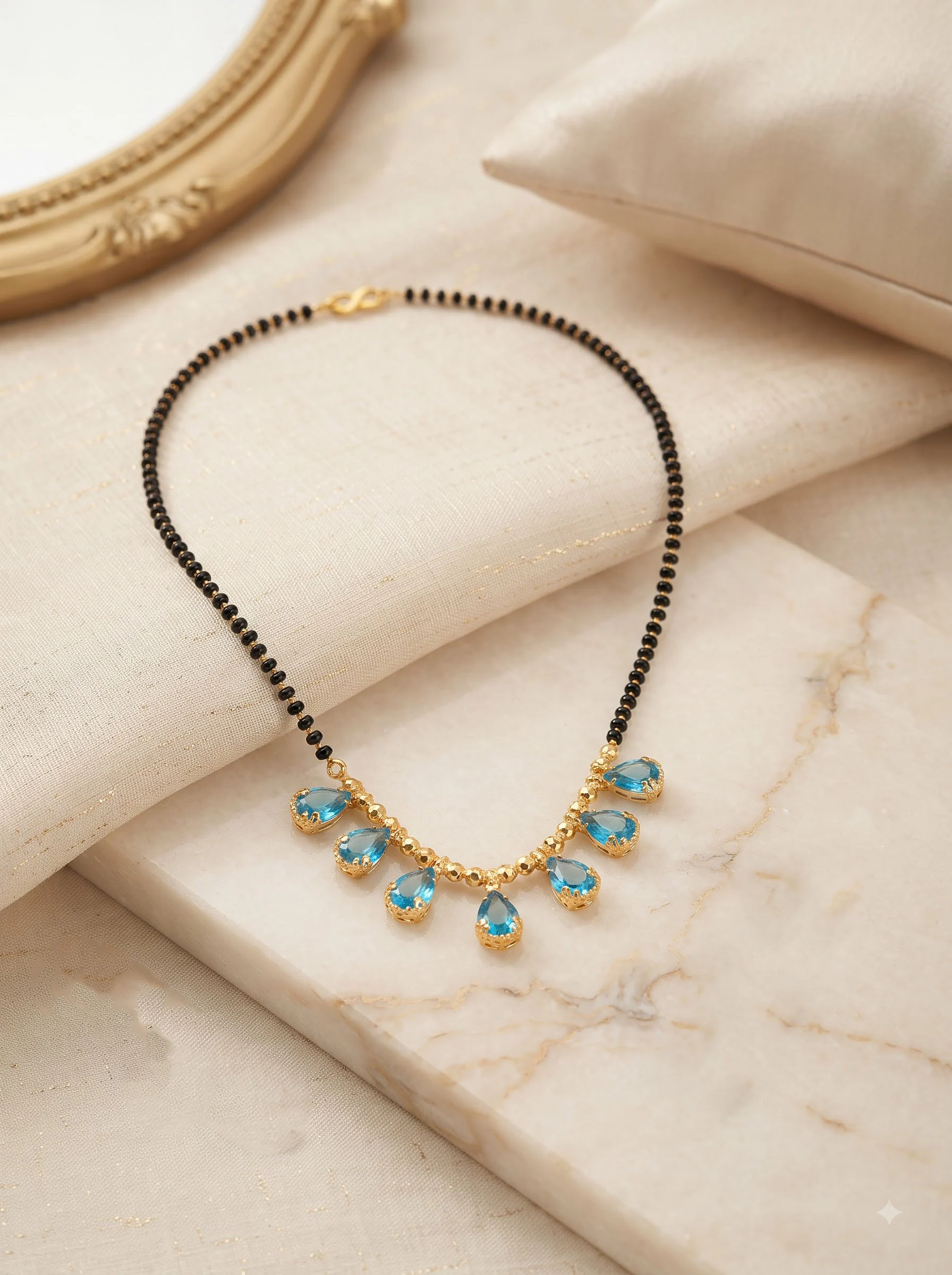 Shimmer Sky Blue Crystal Mangalsutra - Image 4