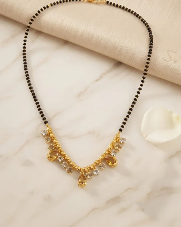 Elegant Gold Plated Black Bead Mangalsutra