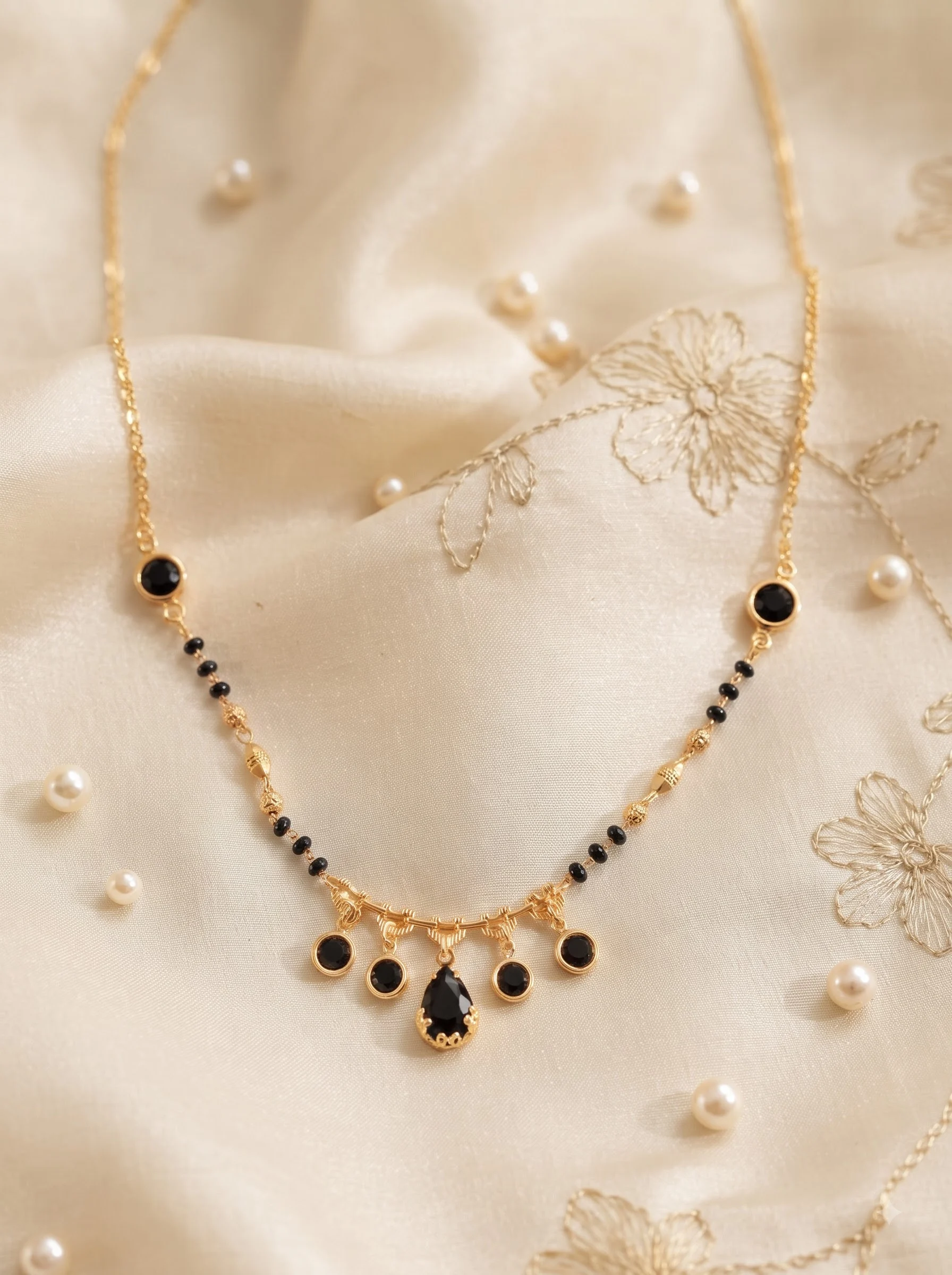 Ethnic Black Bead Mangalsutra Necklace - Image 3