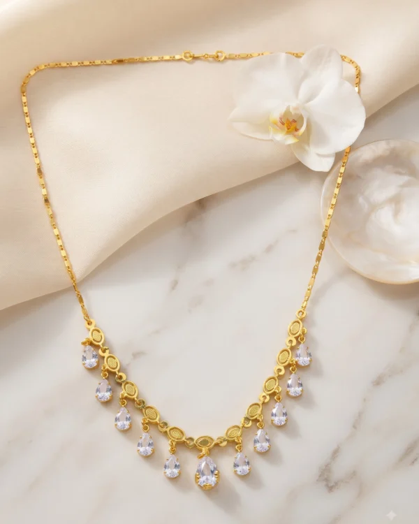 Royal Gold Plated Crystal Drop Necklace