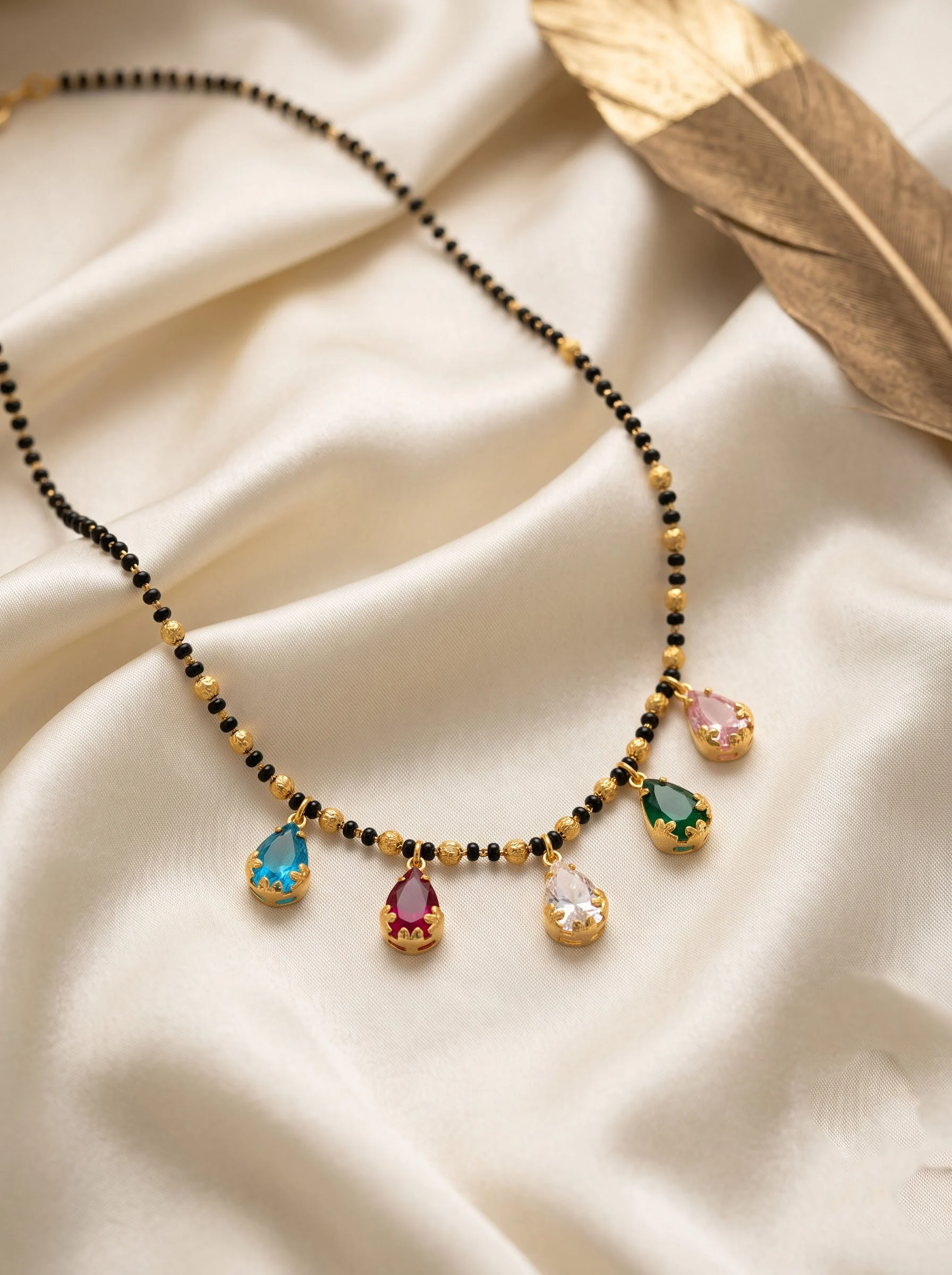 Rainbow Charm Black Bead Mangalsutra - Image 4