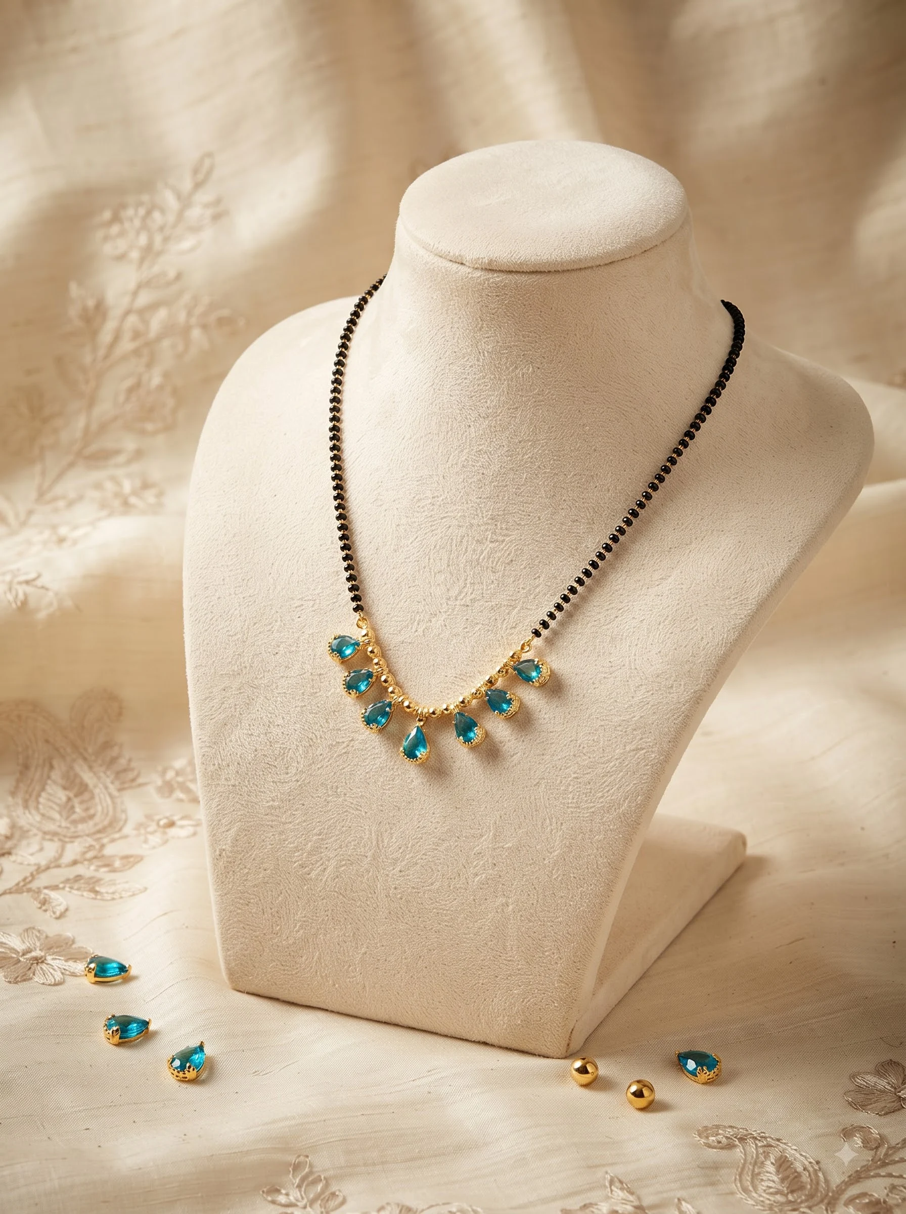 Shimmer Sky Blue Crystal Mangalsutra - Image 5