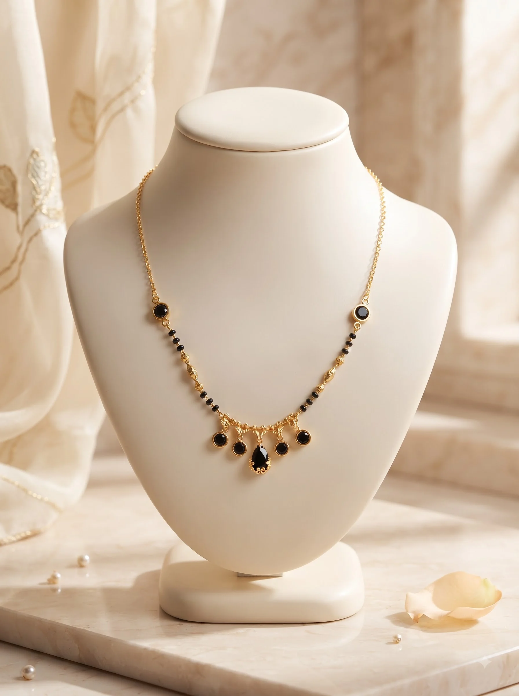 Ethnic Black Bead Mangalsutra Necklace