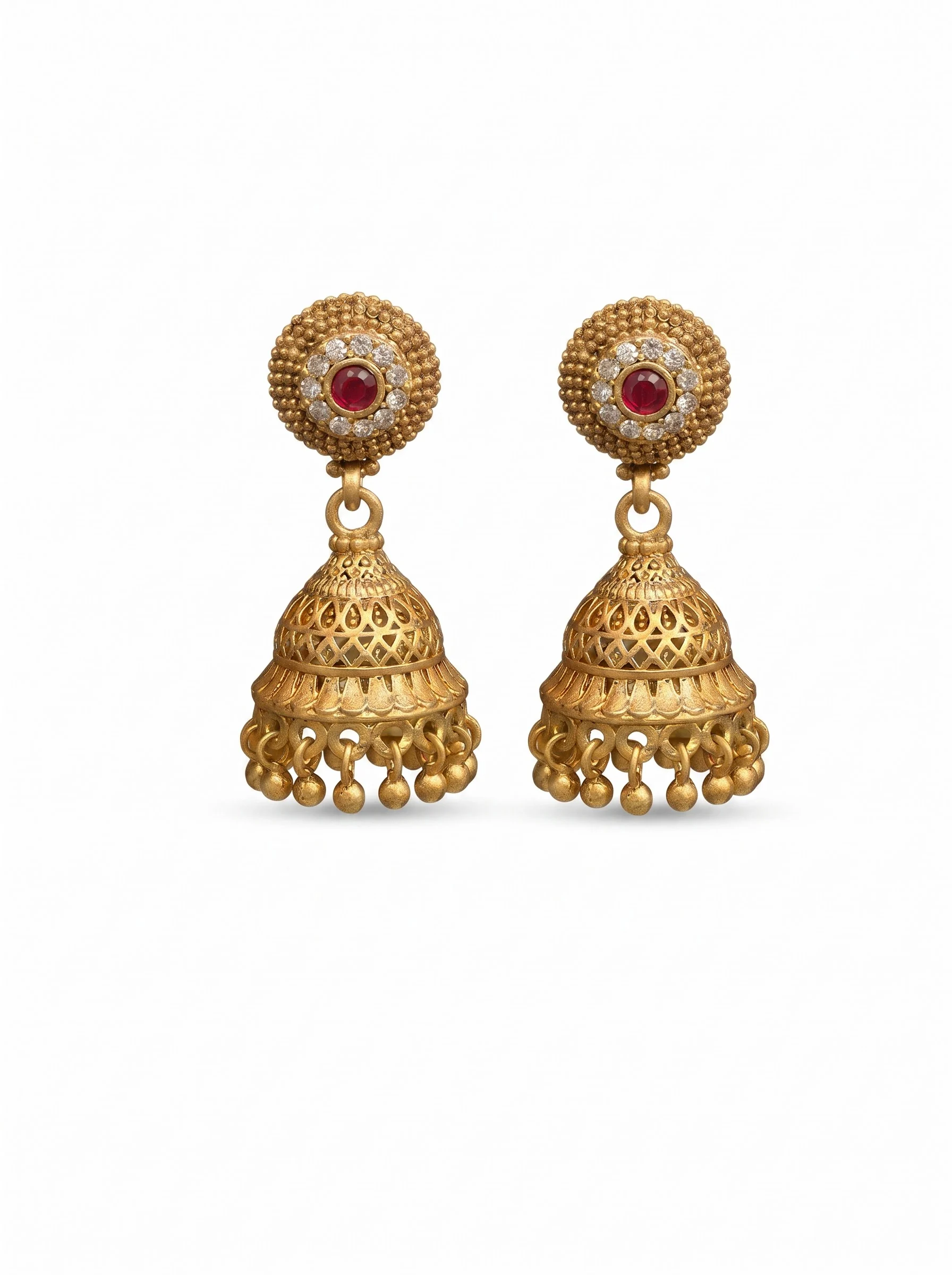 Traditional Gold Jhumka Earrings - Image 5