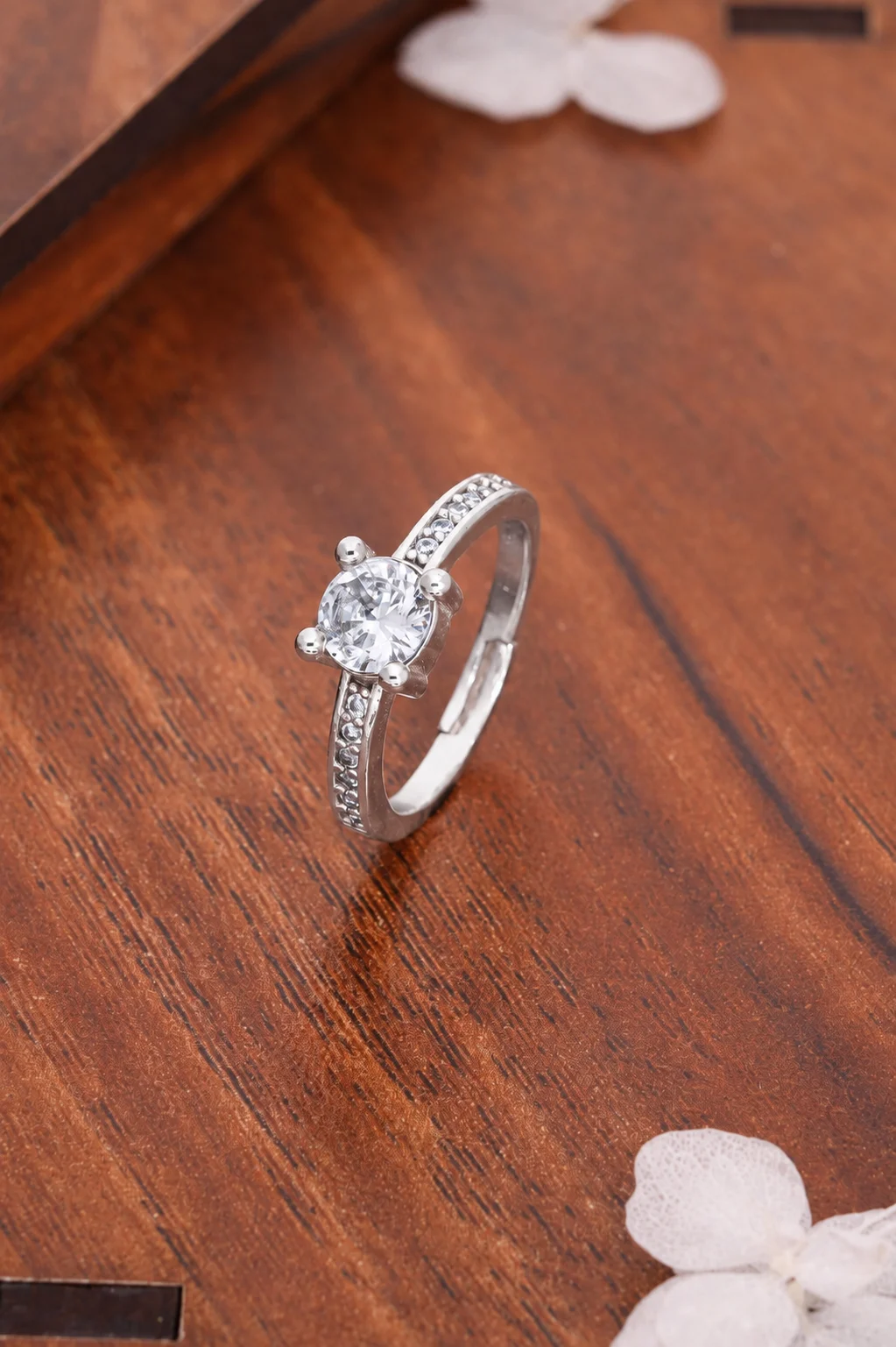 Silver Solitaire Sparkle Ring - Image 4