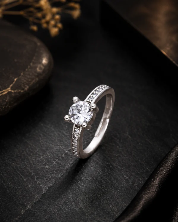 Silver Solitaire Sparkle Ring