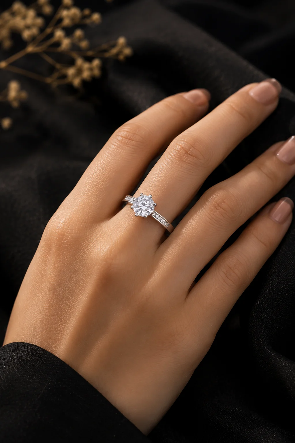Silver Solitaire Sparkle Ring - Image 3