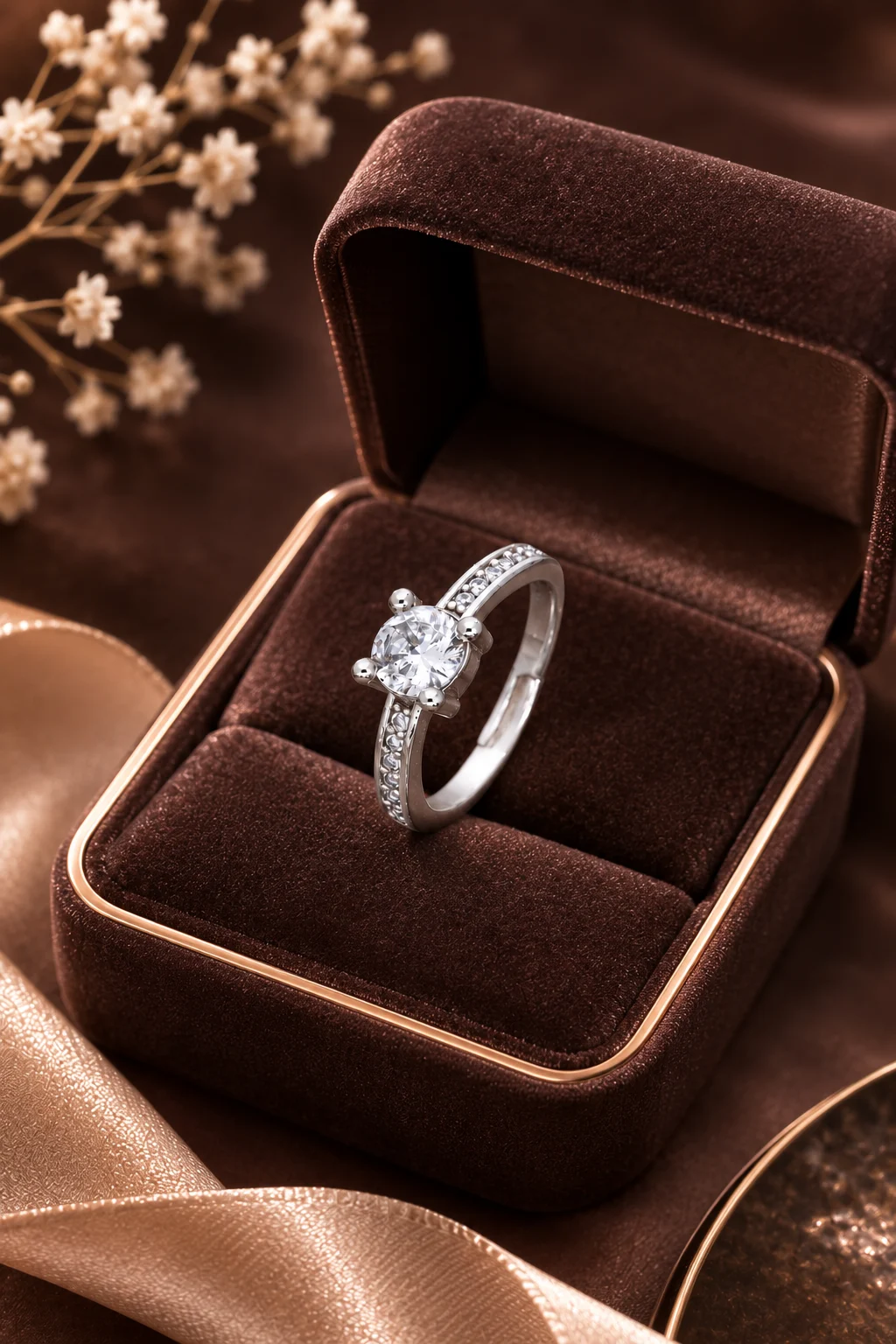 Silver Solitaire Sparkle Ring - Image 2
