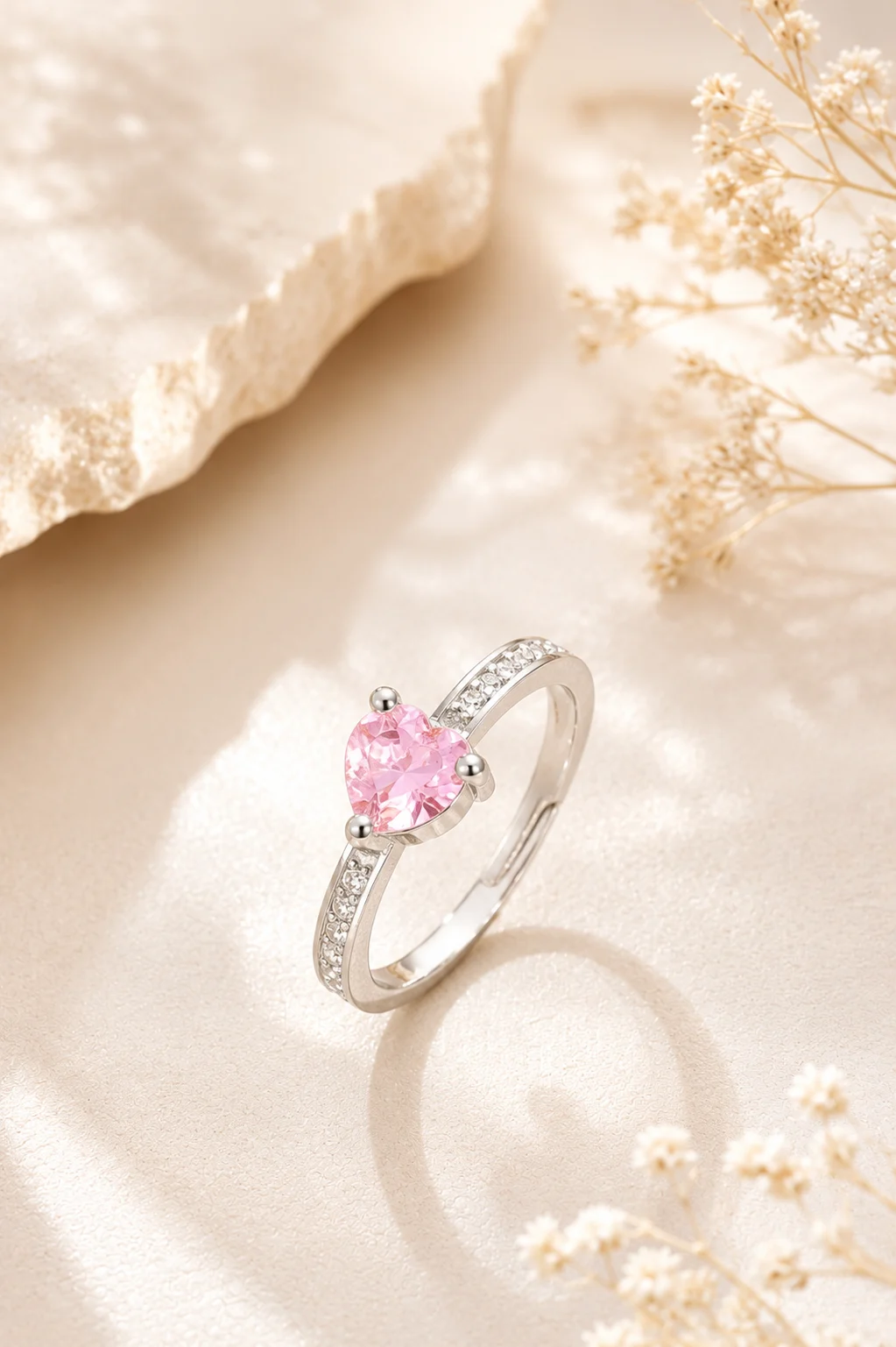Blush Heart Solitaire Ring - Image 3