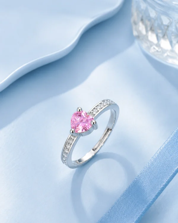 Blush Heart Solitaire Ring