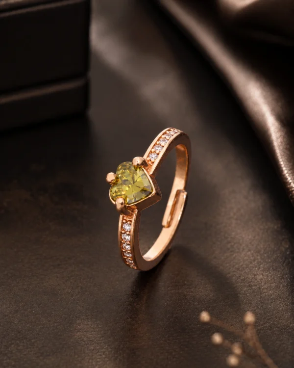Golden Lime Heart Ring