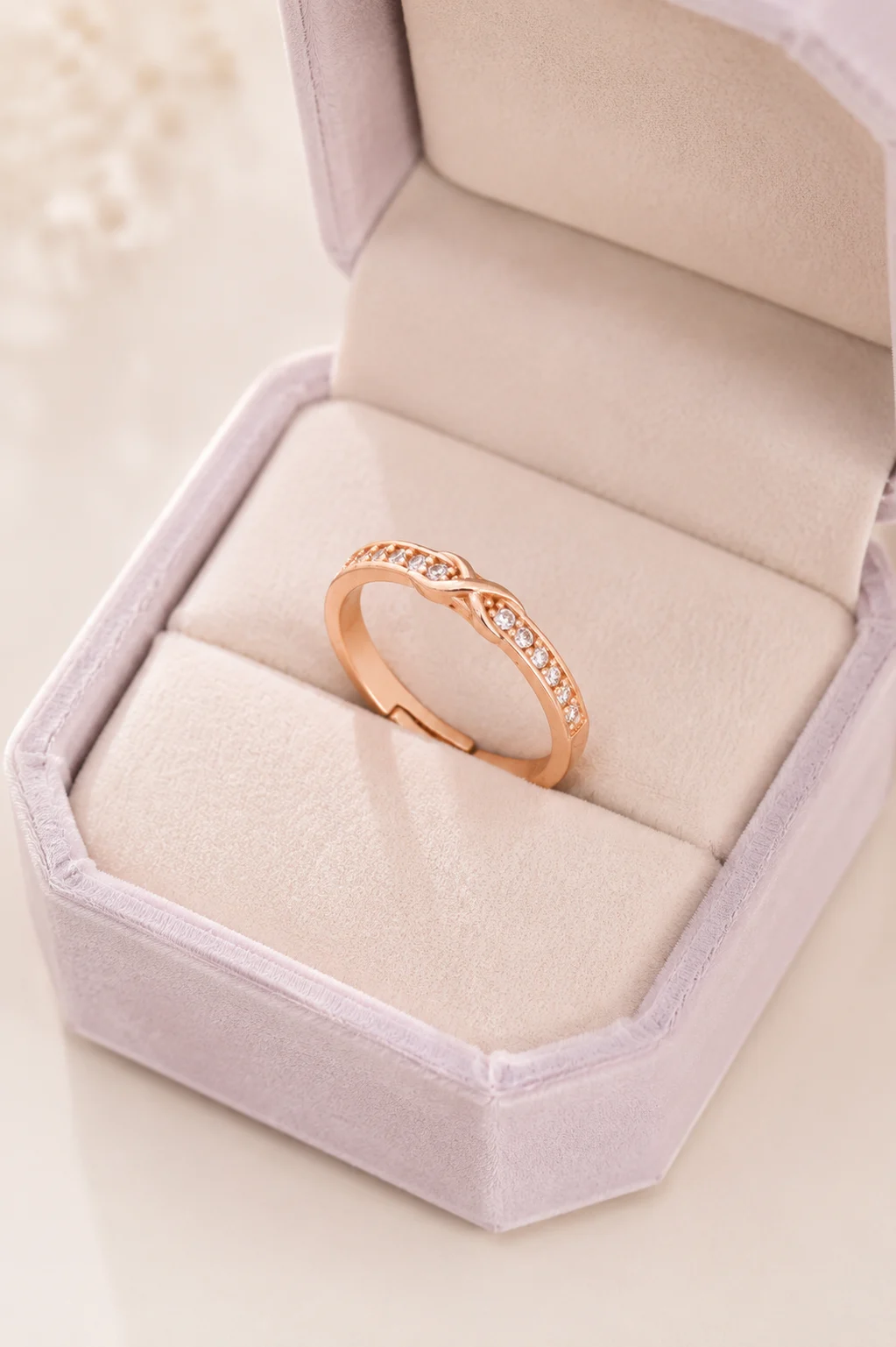 Rose Gold Infinity Sparkle Ring - Image 4
