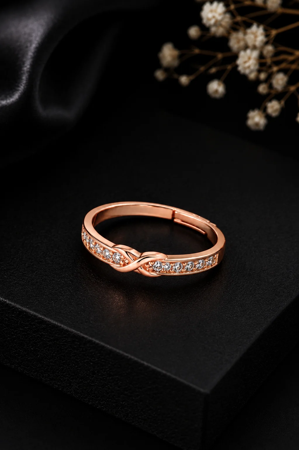 Rose Gold Infinity Sparkle Ring - Image 3