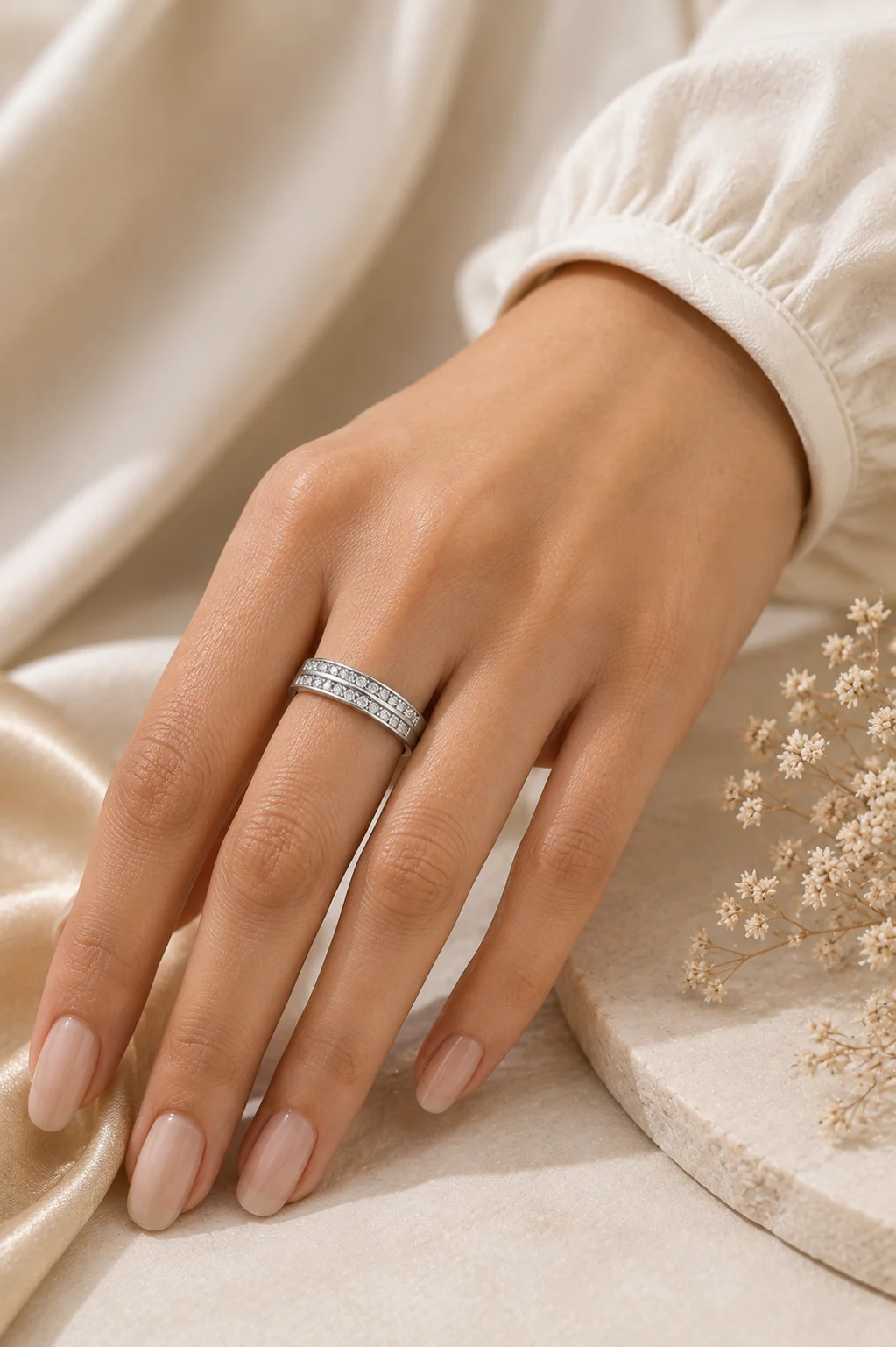 Silver Double Row Sparkle Ring - Image 4