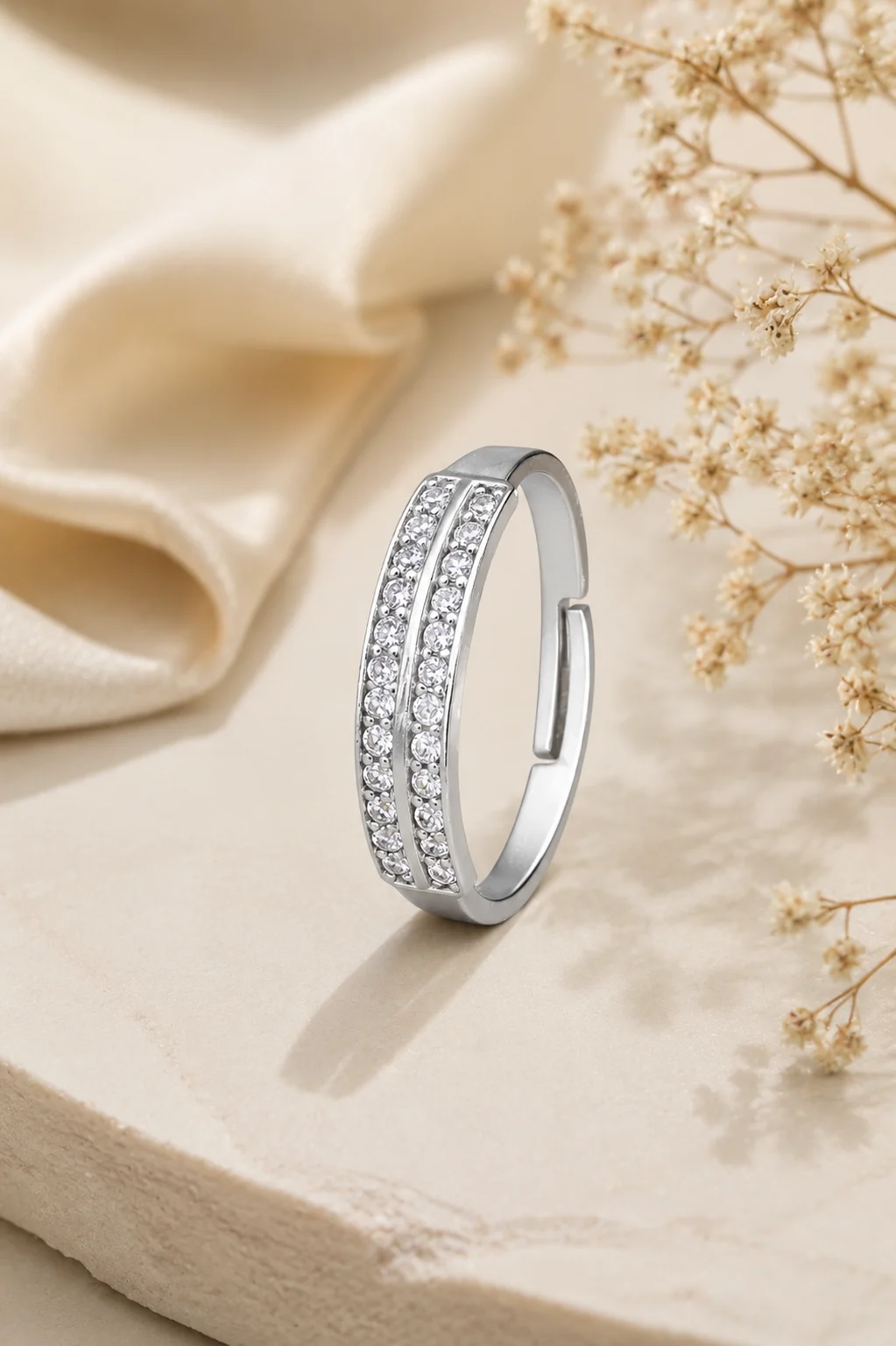 Silver Double Row Sparkle Ring - Image 5