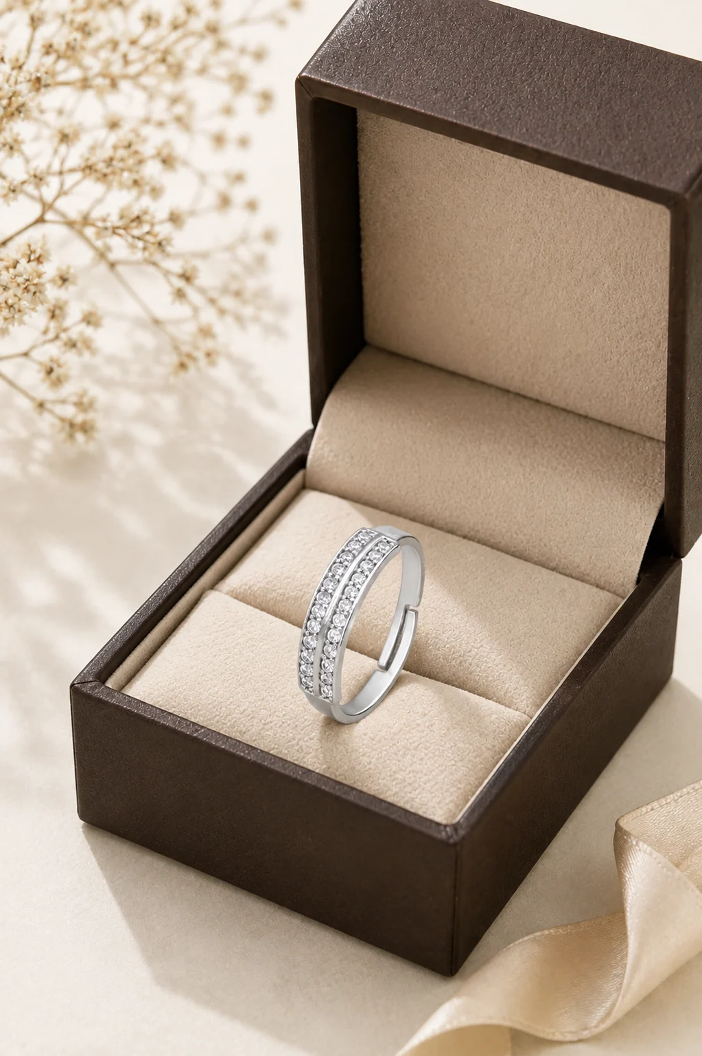Silver Double Row Sparkle Ring