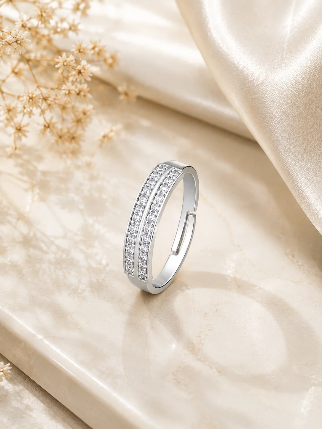 Silver Double Row Sparkle Ring - Image 3