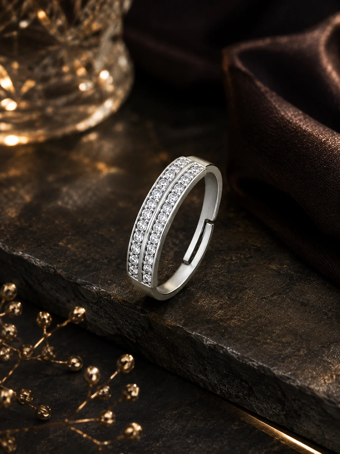 Silver Double Row Sparkle Ring - Image 2