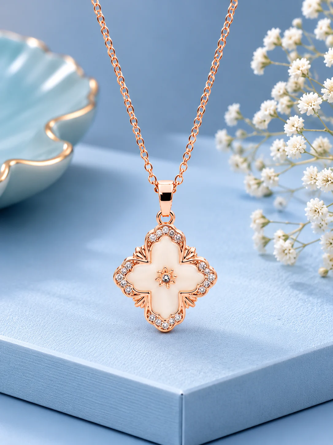 Rose Gold Floral Pendant