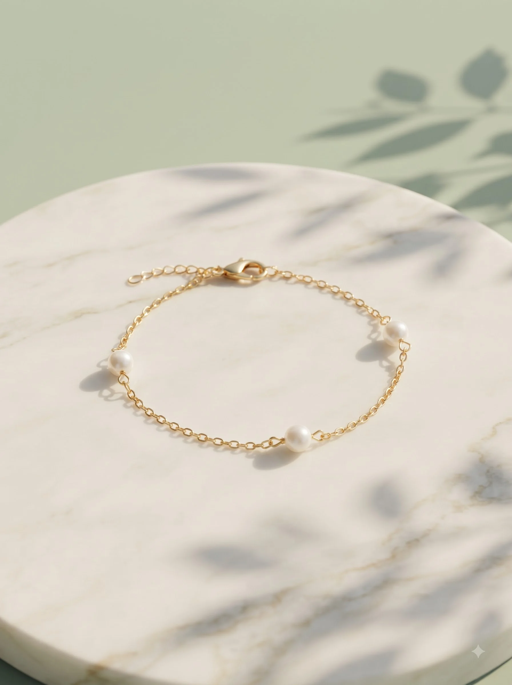 Rose Gold Pearl Charm Chain Bracelet - Image 4